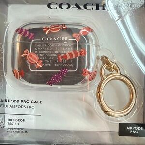 Coach Candy Pattern AirPods Pro Case - Clear and Gold